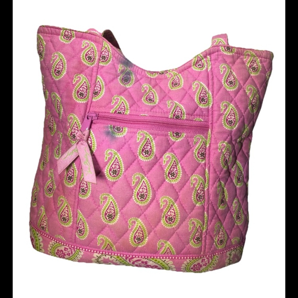 Vera Bradley Quilted Paisley Bermuda Pink Tote Bag Retired Handbag Purse - Picture 2 of 16